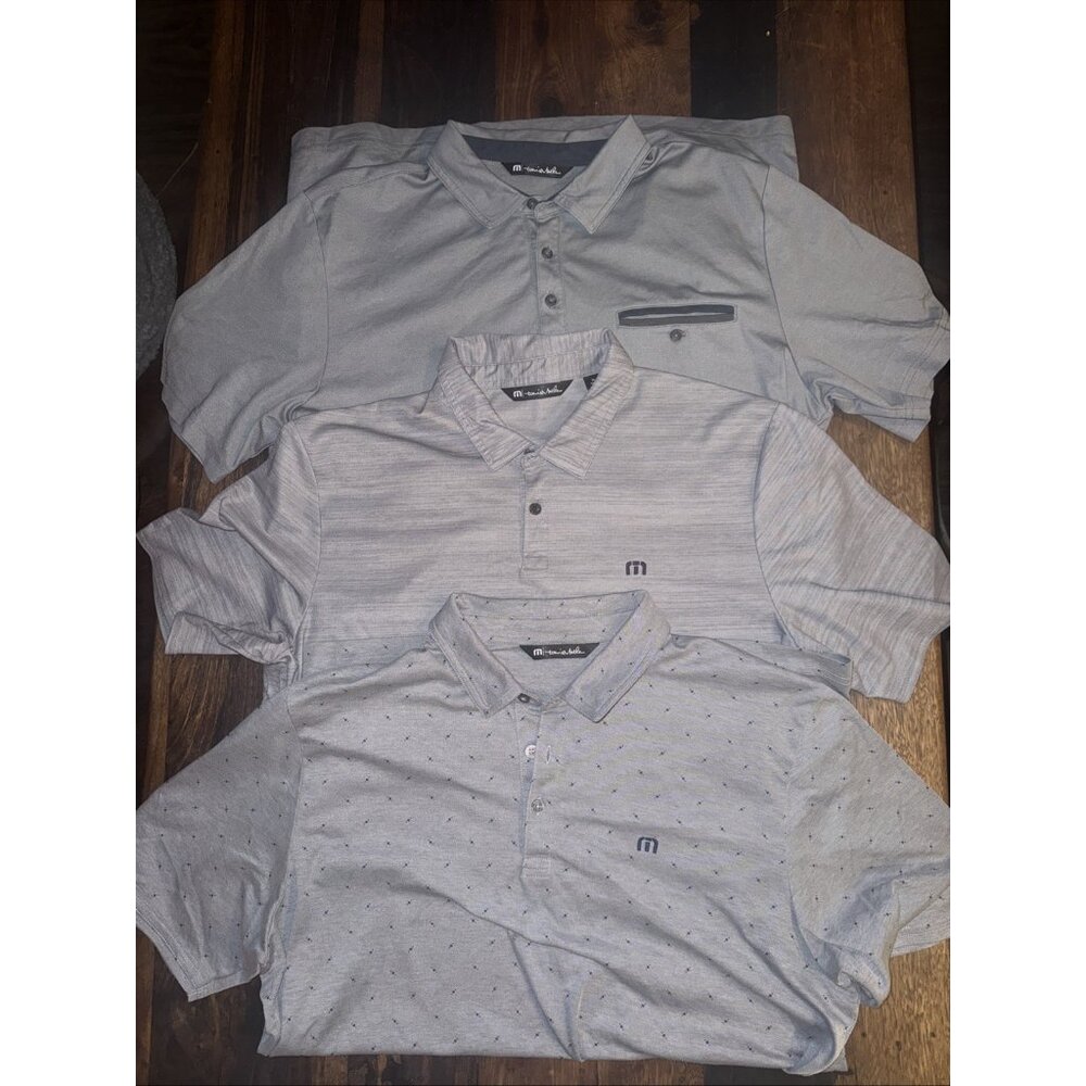 Lot of 3 TravisMathew Golf Polos Men’s XL Blue Gray Short Sleeve Pima